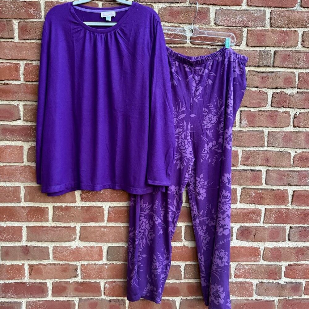 Stan Herman Women's Long Sleeve 2-Piece Pajama Set Purple Petite 2X NWOT